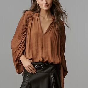 NWT Anthropologie Long-Sleeve Ruched Dolman Top
